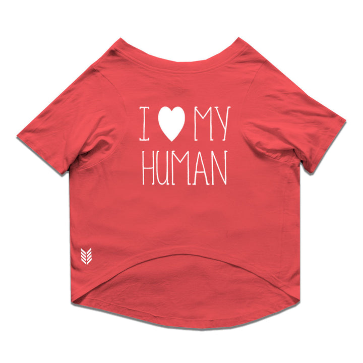 Ruse Summer Twinning Basic Crew Neck "I Love My Human and Dog" Printed Half Sleeves Dog and Unisex Pet Parent Tees Set