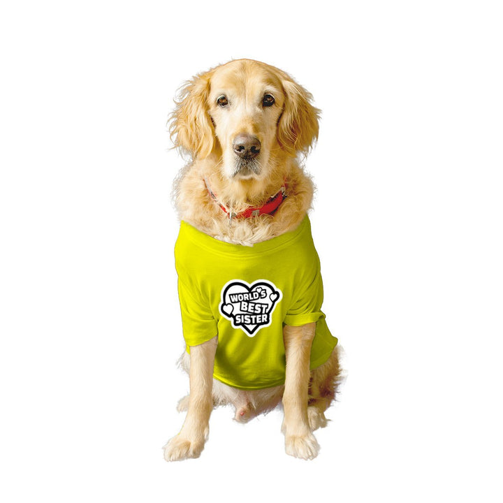 Ruse Twinning Basic Crew Neck "World's Best Sister" Printed Half Sleeves Dog and Unisex Pet Parent Tees Set