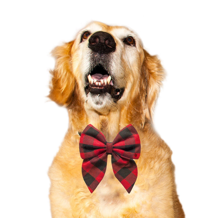 "Merry" Check Upcycled Dog Bowknot Bowtie