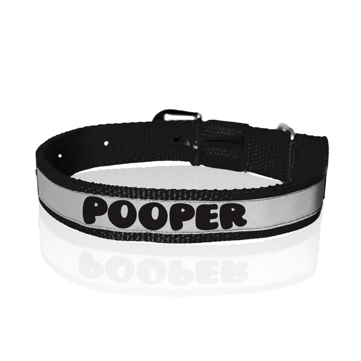"Pooper" Printed Reflective Nylon Neck Belt Collar for Dogs