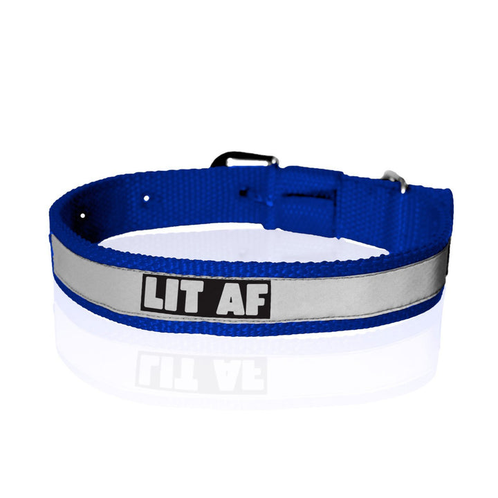 "Lit AF" Printed Reflective Nylon Neck Belt Collar for Dogs