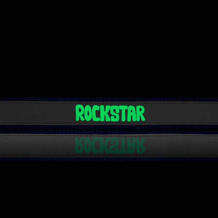 "Rockstar" Night Glow Printed Reflective Nylon Neck Belt Collar for Dogs