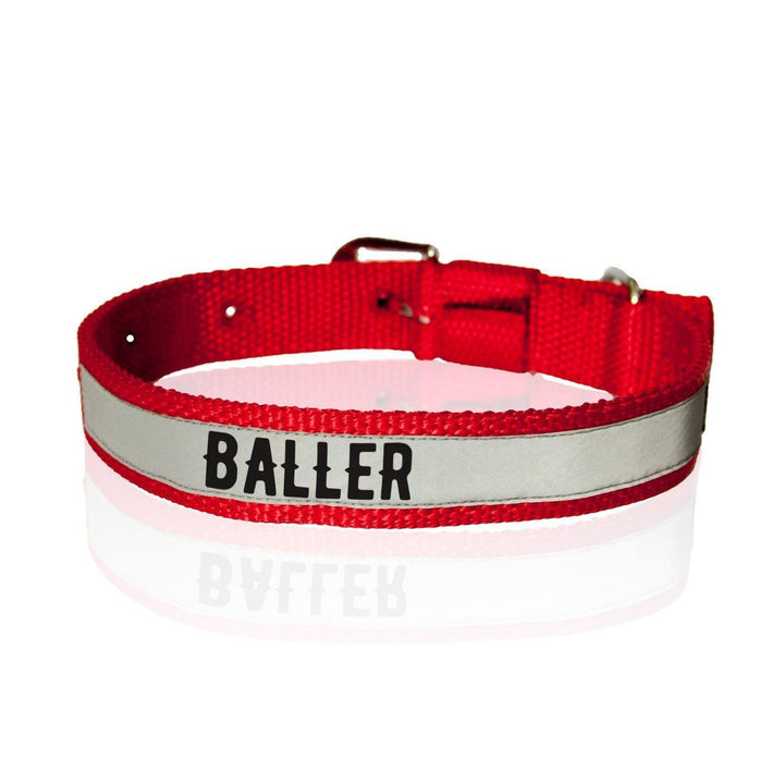 "Baller" Printed Reflective Nylon Neck Belt Collar for Dogs