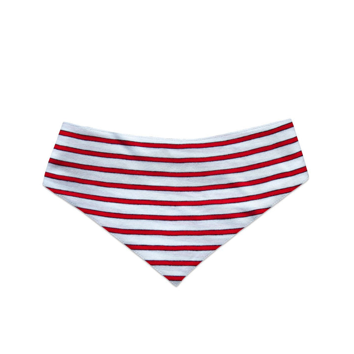 Vanilla Strawberry Striped and Poppy Red Solid Reversible Bandana for Dogs