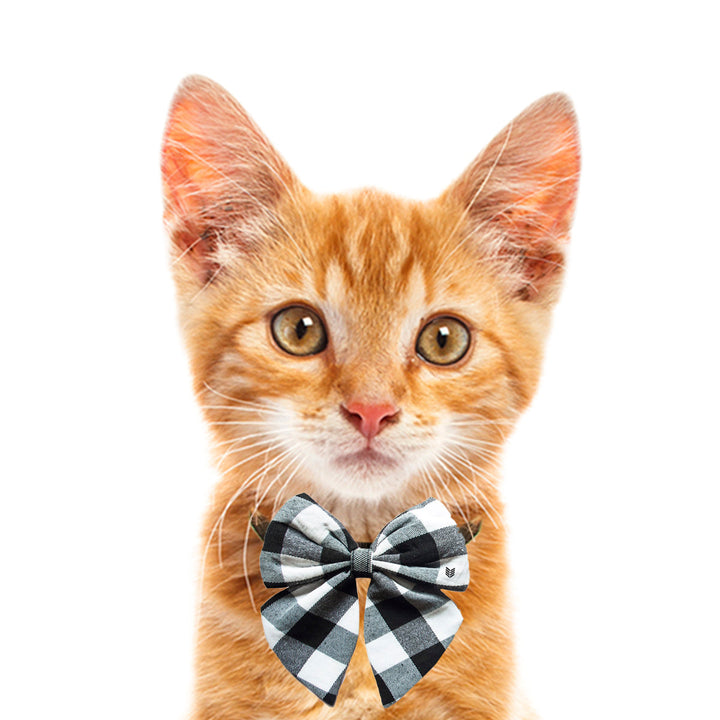 "Static" Check Upcycled Cat Bowknot Bowtie