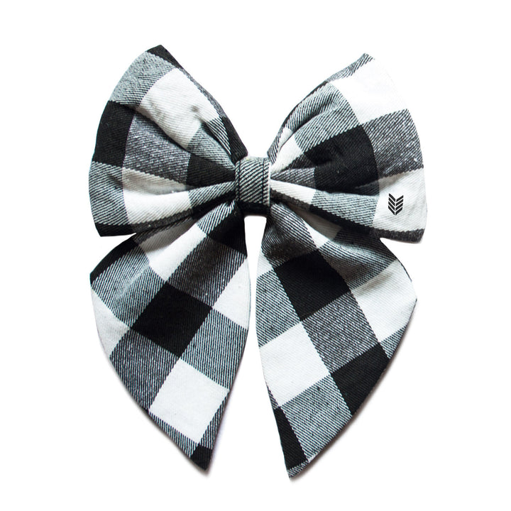 "Static" Check Upcycled Dog Bowknot Bowtie