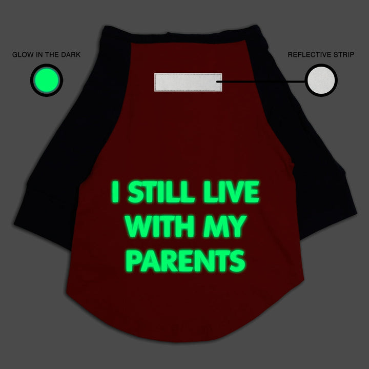 "Still Live With My Parents" Night Glow Raglan Dog Tee | Visibilitee Collection