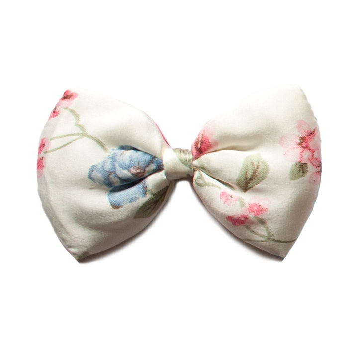 "Vintage" Floral Printed Upcycled Satin Puffy Cat Bow Tie