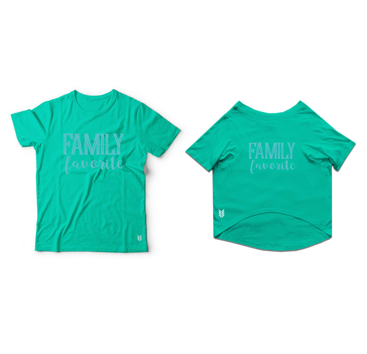 Ruse Twinning Basic Crew Neck "Family Favourites" Printed Half Sleeves Cat and Unisex Pet Parent Tees Set