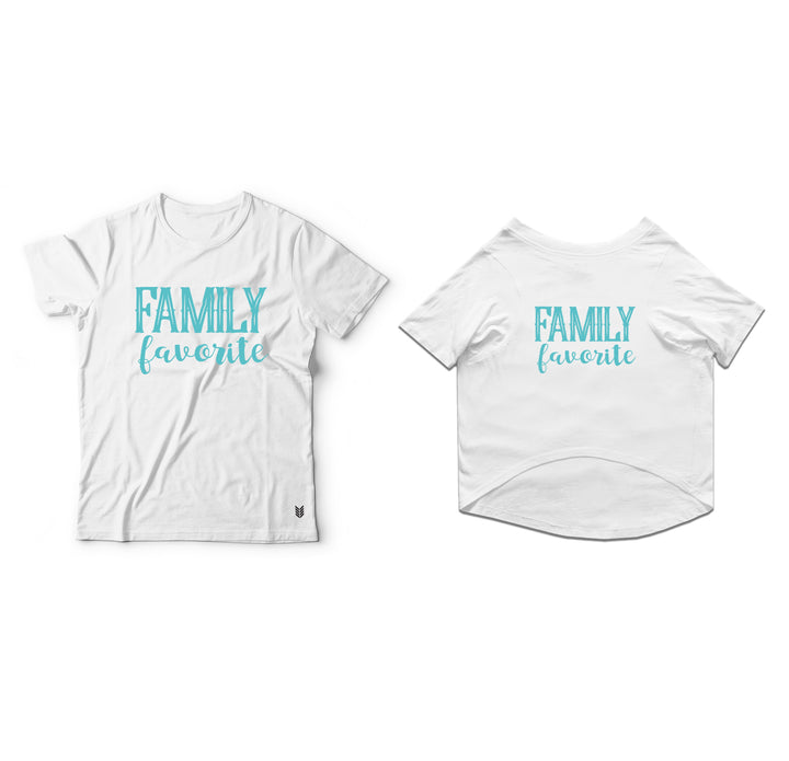 Ruse Twinning Basic Crew Neck "Family Favourites" Printed Half Sleeves Cat and Unisex Pet Parent Tees Set