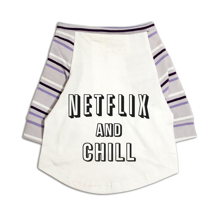 Netflix And Chill Striper Raglan Cat Streetwear Tee
