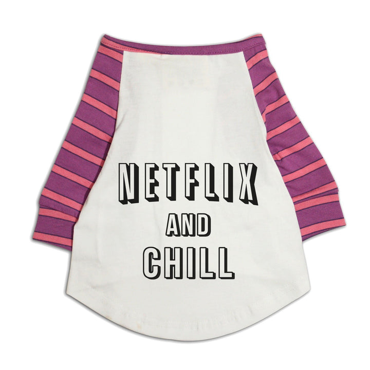 Netflix And Chill Striper Raglan Cat Streetwear Tee