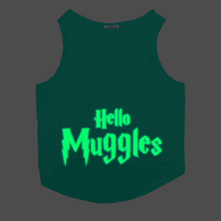 "Hello Muggles" Night Glow Printed Cat Tee