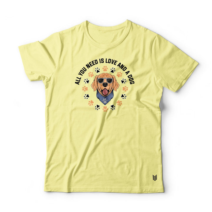 "Need Love and a Dog" Printed Half Sleeves Basic Crew Neck Unisex Tee