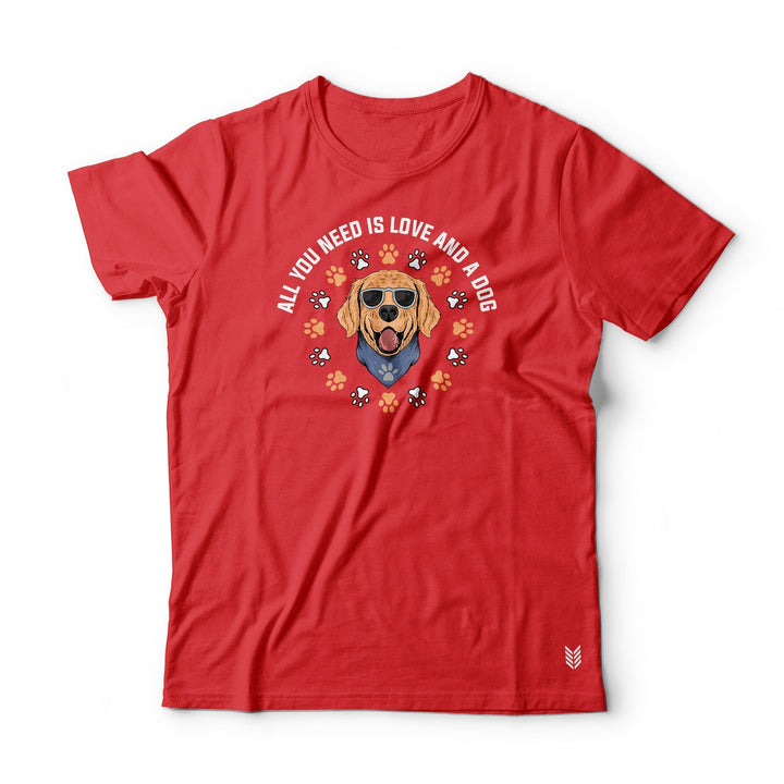 "Need Love and a Dog" Printed Half Sleeves Basic Crew Neck Unisex Tee
