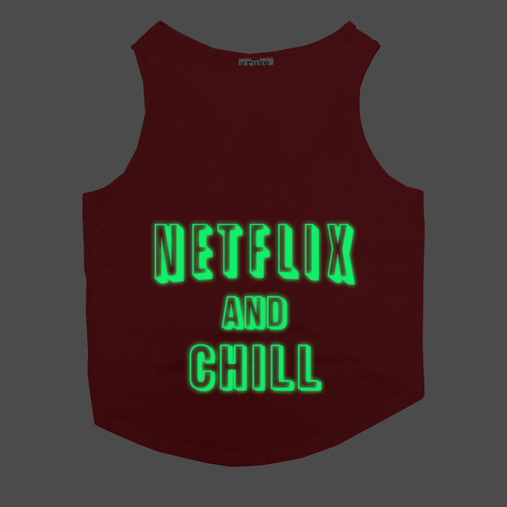 "Netflix And Chill" Night Glow Printed Cat Tee
