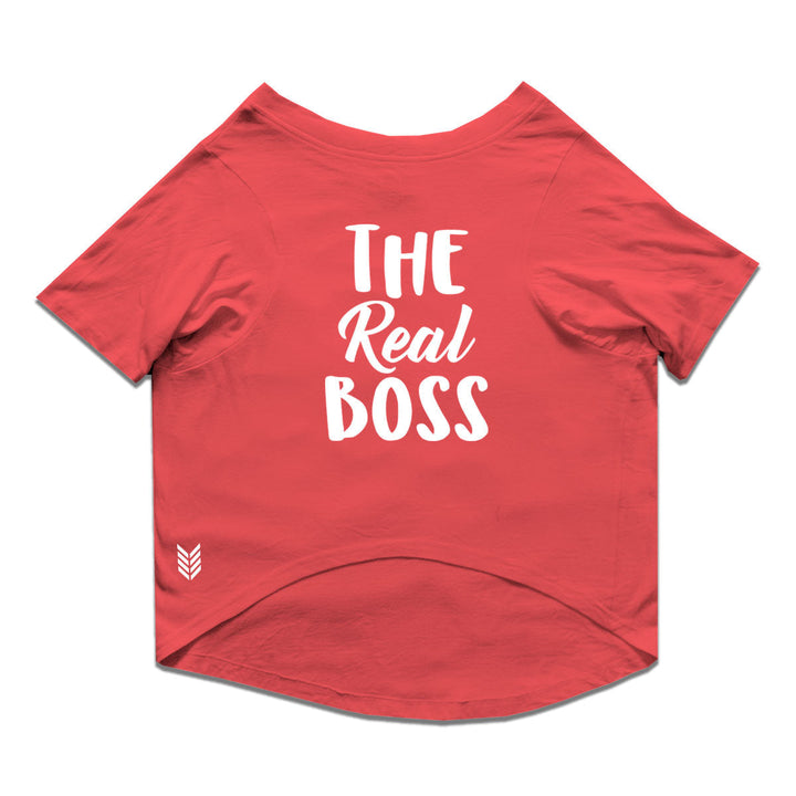 Ruse Basic Crew Neck "The Real Boss" Printed Half Sleeves Cat Tee