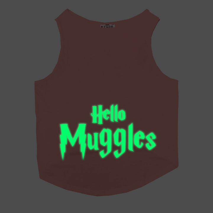 "Hello Muggles" Night Glow Printed Cat Tee