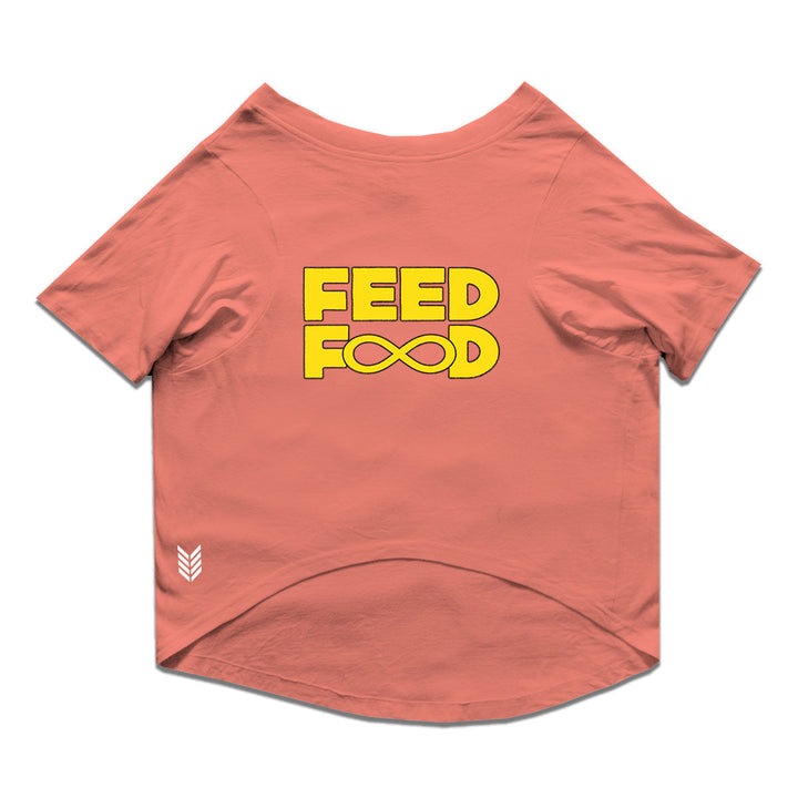 Ruse Basic Crew Neck "Feed Food" Printed Half Sleeves Cat Tee