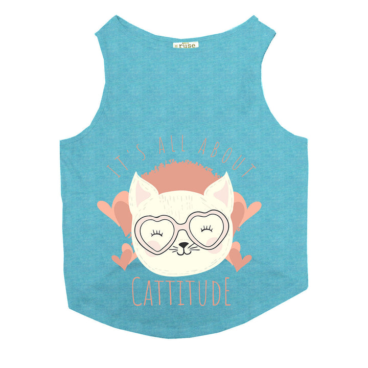 "Cattitude" Printed Tank Cat Tee