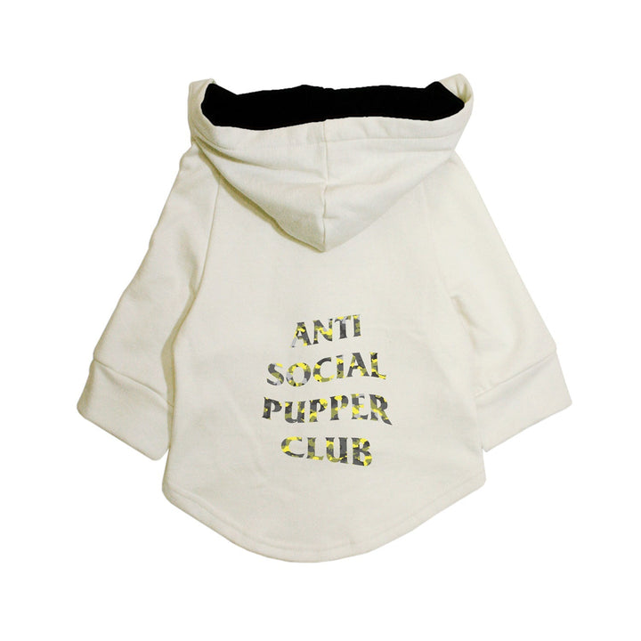 "Anti Social Pupper Club" Printed Dog Hoodie Jacket