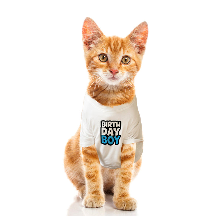 Ruse Basic Crew Neck "Birthday Boy-2" Printed Half Sleeves Cat Tee