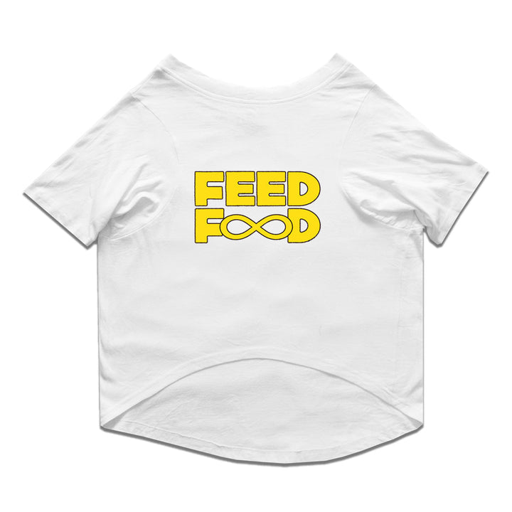 Ruse Basic Crew Neck "Feed Food" Printed Half Sleeves Cat Tee