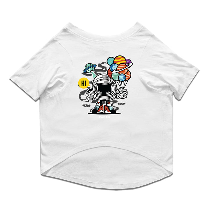 Ruse Basic Crew Neck "Gift From Outer Space" Printed Half Sleeves Cat Tee