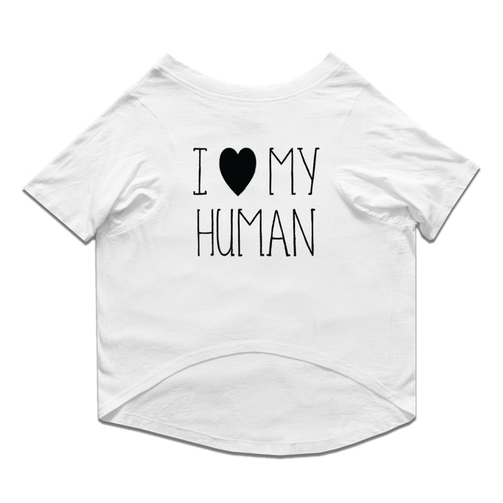 Ruse Basic Crew Neck "I Love My Human" Printed Half Sleeves Cat Tee