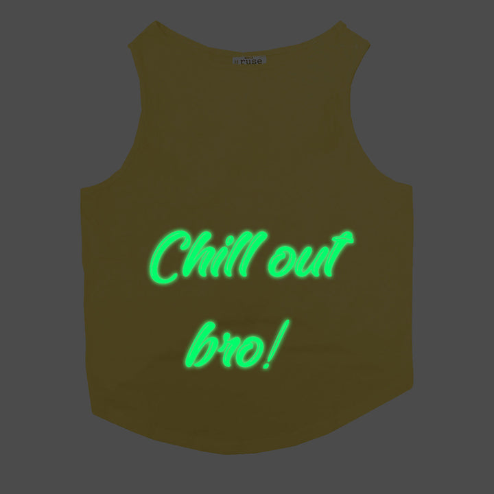 "Chill Out Bro" Night Glow Printed Cat Tee