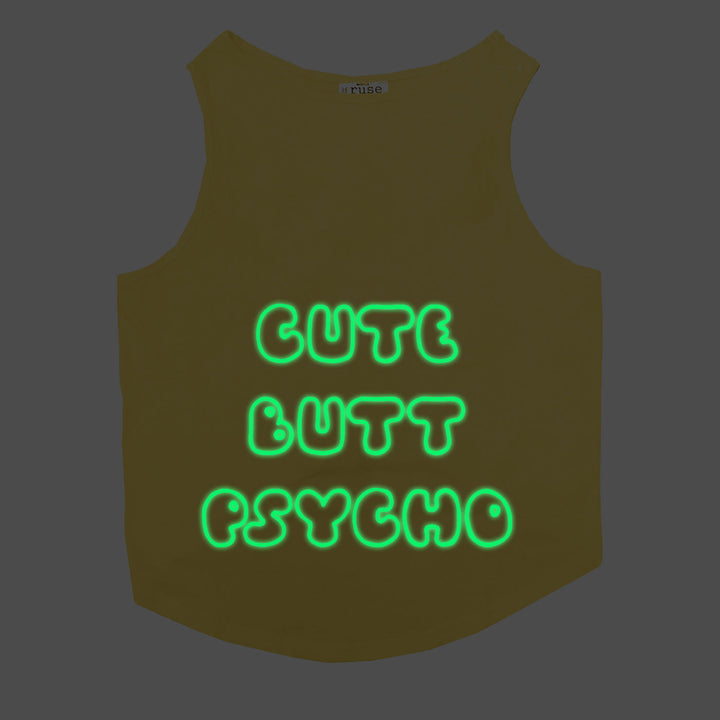 "Cute Butt Psycho" Night Glow Printed Cat Tee