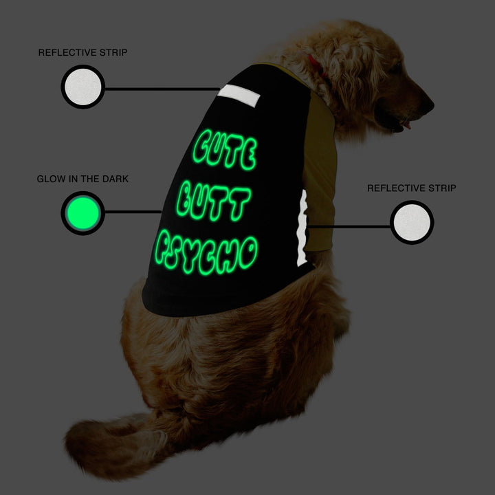 "Cute Butt Psycho" Night Glow Raglan Dog Tee | Visibilitee Collection
