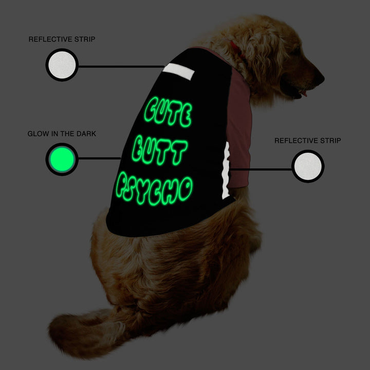 "Cute Butt Psycho" Night Glow Raglan Dog Tee | Visibilitee Collection