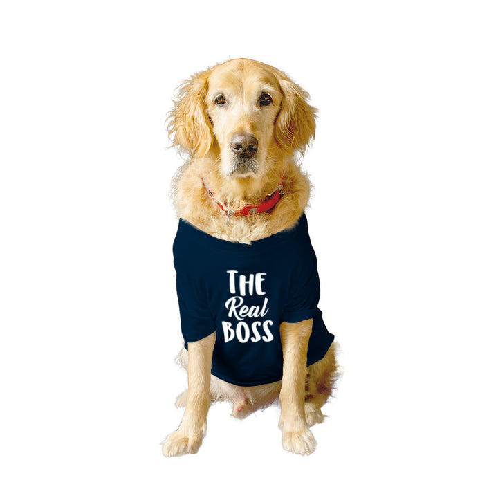 Ruse Basic Crew Neck "The Real Boss" Printed Half Sleeves Dog Tee
