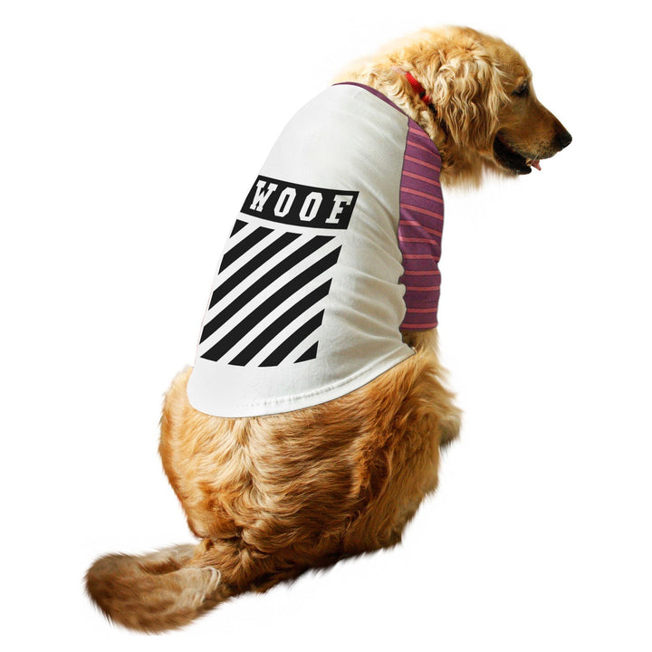 Woof White Logo Striper Raglan Dog Streetwear Tee