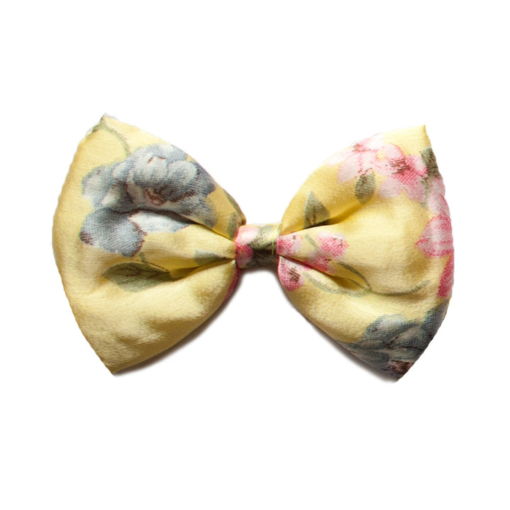 "Zen" Floral Printed Upcycled Satin Puffy Dog Bow Tie